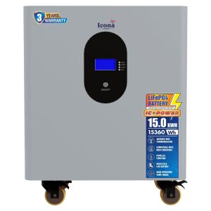 Icona London 51.2V 300Ah (15.36KVA) Lithium LiFePO4 Deep Cycle Battery – High-Capacity Rechargeable Battery for Solar/Wind Energy, UPS, Scooters, and More