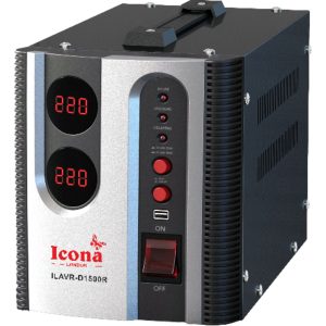 Icona 1500W Voltage Regulator with Transformer – Step Up/Down Power Converter, 110V to 220V / 220V to 110V, Circuit Breaker Protection, ICOPOWER Technology