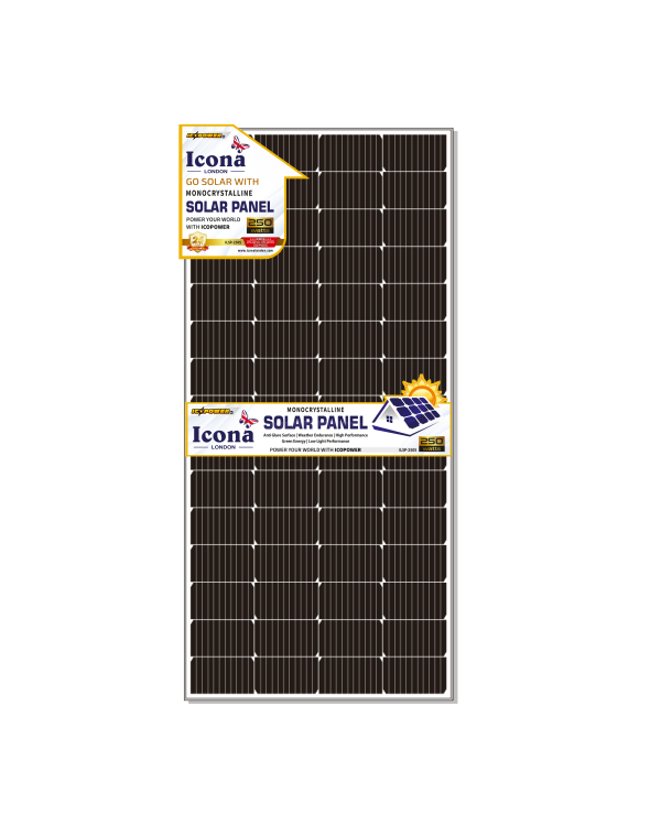 Icona London 250W Monocrystalline Solar Panel ILSP-250S – High-Efficiency 12V Solar Power Module for Homes, RVs, Off-Grid & Commercial Use
