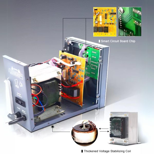 Icona 2000W Voltage Regulator with Transformer – Step Up/Down 110/120V to 220/240V, or 220/240V to 110/120V, Automatic Voltage Stabilizer, ICOPOWER Technology