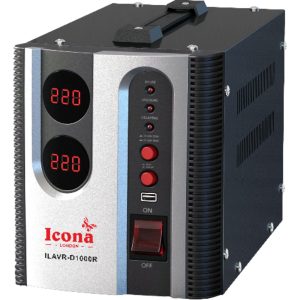 Icona 3000W Voltage Regulator with Transformer – Step Up/Down 110/120V to 220/240V, or 220/240V to 110/120V, Automatic Voltage Stabilizer, ICOPOWER Technology