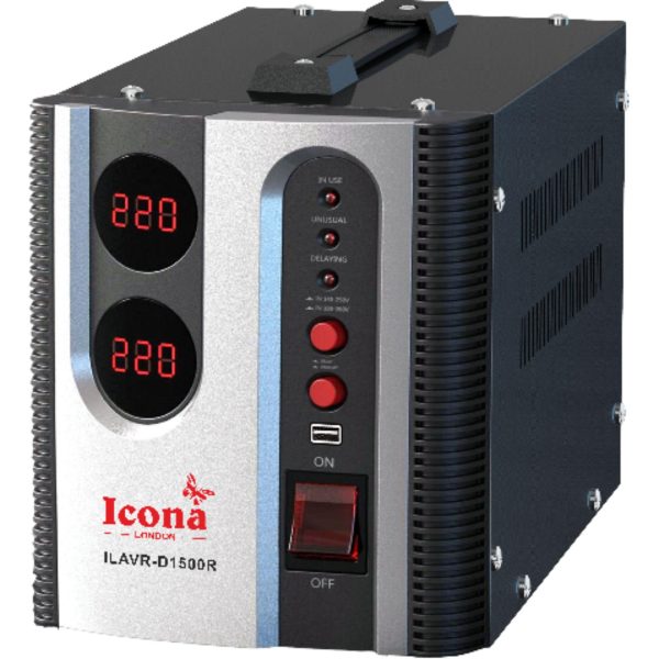 Icona 1500W Voltage Regulator with Transformer – Step Up/Down Power Converter, 110V to 220V / 220V to 110V, Circuit Breaker Protection, ICOPOWER Technology